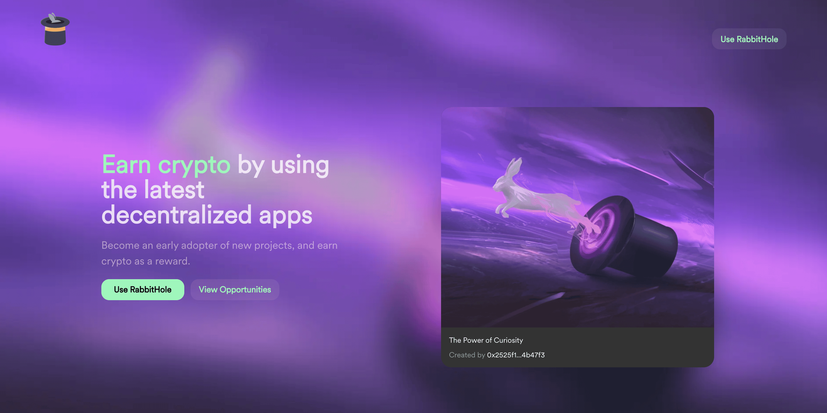 Rabbithole example with blurred background effect